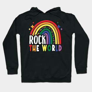 Rock The World LGBTQ Rainbow Flag Gay Pride Month Hoodie